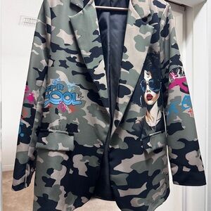 One Size Fits Mosts Italian Disco Camo
Print Blazer